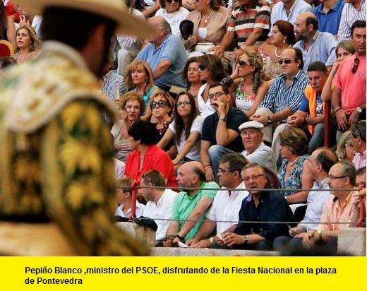 pepiño blanco disfrutando de la fiesta nacional en la plaza de toros